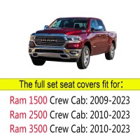 Yiertai 5Pcs Car Seat Covers Compatible With Dodge Ram Custom Fit 2009-2023 1500 2010-2023 2500 3500 Pickup Classic Longhorn Laramie Mega Cab Waterproof Leather, Full Set Black-Brown