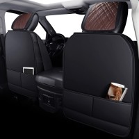 Yiertai 5Pcs Car Seat Covers Compatible With Dodge Ram Custom Fit 2009-2023 1500 2010-2023 2500 3500 Pickup Classic Longhorn Laramie Mega Cab Waterproof Leather, Full Set Black-Brown