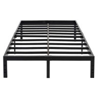 Ominight 14 Inches High Queen Bed Frame 3500Lbs Heavy Duty Steel Slat Support Metal Platform No Box Spring Needed Noise Free-Black