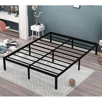 Ominight 14 Inches High Queen Bed Frame 3500Lbs Heavy Duty Steel Slat Support Metal Platform No Box Spring Needed Noise Free-Black