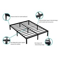 Ominight 14 Inches High Queen Bed Frame 3500Lbs Heavy Duty Steel Slat Support Metal Platform No Box Spring Needed Noise Free-Black