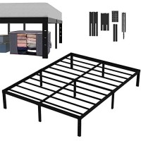 Ominight 14 Inches High Queen Bed Frame 3500Lbs Heavy Duty Steel Slat Support Metal Platform No Box Spring Needed Noise Free-Black