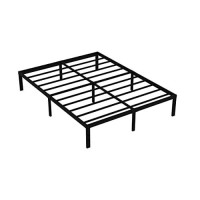 Ominight 14 Inches High Queen Bed Frame 3500Lbs Heavy Duty Steel Slat Support Metal Platform No Box Spring Needed Noise Free-Black