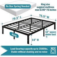 Ominight King Bed Frame 14 Inches High 3500Lbs Heavy Duty Sturdy Steel Slat Support Metal Platform No Box Spring Needed,Noise Free-Blacka