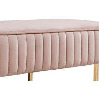 Julianne Velvet Bench With Metal Base In Pink