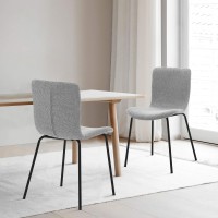 Armen Living Gillian Modern Charcoal Metal Dining Room Chairs-Set Of 2, Grey Fabric