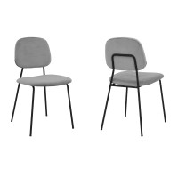 Armen Living Lucy Modern Dining Room Chairs, Set Of 2, Grey Velvet
