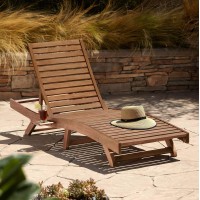 Teal Island Designs Gambo Natural Wood Adjustable Outdoor Lounger Chair