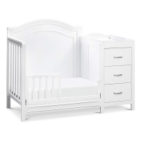 Davinci Charlie 4-In-1 Convertible Mini Crib And Changer Combo In White, Greenguard Gold Certified