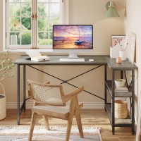 Bestier L Shaped Desk With Storage Shelves 55 Inch Corner Computer Desk Writing Study Table Workstation For Home Office, Gray