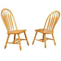 Sunset Trading Selections Comfort Windsor Dining Side Chairs In Light Oak Solid Wood (Set Of 2)
