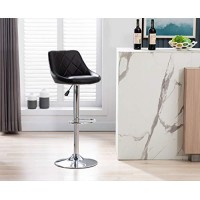 Porthos Home Rea Counter Stool With Tufted Water And Stain Resistant Pu Leather Upholstery Adjustable Height And Tall Chrome Base With Footrestset Of 2 (For Home Or Office Island Counters)