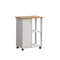 Hodedah 236 Wide Open Shelves And Cabinet Space Kitchen Cart, White