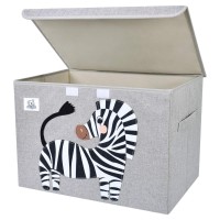 Clcrobd Foldable Large Kids Toy Chest With Flip-Top Lid, Collapsible Fabric Animal Toy Storage Organizer/Bin/Box/Basket/Trunk For Toddler, Children And Baby Nursery (Zebra)