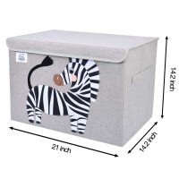 Clcrobd Foldable Large Kids Toy Chest With Flip-Top Lid, Collapsible Fabric Animal Toy Storage Organizer/Bin/Box/Basket/Trunk For Toddler, Children And Baby Nursery (Zebra)
