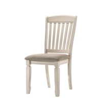 Acme Furniture Fedele Side Chair, Tan Fabric & Cream Finish