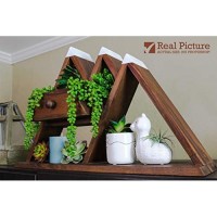 Rustic Curiosities Large Mountain Shelf - 22X13.75X5 Inch Shelf For Crystal Display, Succulents, Plants, Essential Oils, Includes Pull Out Drawer, Extra Wide Base Crystal Holder (Brown)