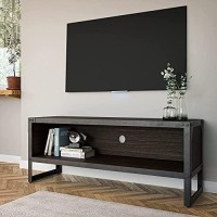 Landia Home Entertainment Media Console ?Holds Tvs Up To 50, Industrial Design With Metal Frame, Shelf For Storage And Sled Legs