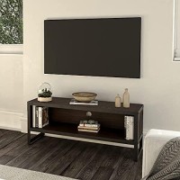 Landia Home Entertainment Media Console ?Holds Tvs Up To 50, Industrial Design With Metal Frame, Shelf For Storage And Sled Legs