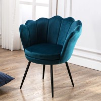 Wahson Velvet Accent Chair For Bedroom With Black Metal Legsleisure Armchair For Living Roomcafelounge (Teal)