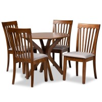Baxton Studio Lore Grey And Walnut Brown Finished Wood 5-Piece Dining Set