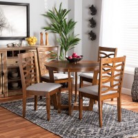 Baxton Studio Alicia Grey And Walnut Brown Finished Wood 5-Piece Dining Set