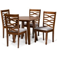 Baxton Studio Darina Grey And Walnut Brown Finished Wood 5-Piece Dining Set