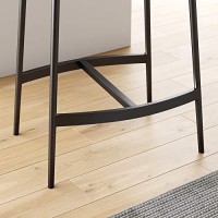 Nathan James 22201 Arlo Modern Backless Upholstered Kitchen Counter Bar Stool With Double-Layered Saddle Seat And Metal Base, Grey Matte Black