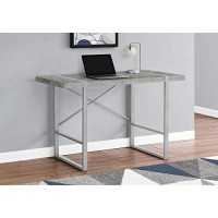 Monarch Specialties Laptop/Writing Table With Thick-Panel Desktop And Inset Metal Legs - Home Office Computer Desk, 48 L, Grey Concrete-Look/Silver
