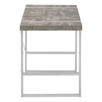 Monarch Specialties Laptop/Writing Table With Thick-Panel Desktop And Inset Metal Legs - Home Office Computer Desk, 48 L, Grey Concrete-Look/Silver