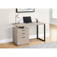 Monarch Specialties Laptop/Writing Floating Desktop-3 Storage Drawers-Left Or Right Setup-Home Office Computer Desk, 48 L, Taupe/Black
