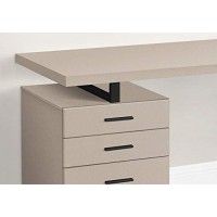 Monarch Specialties Laptop/Writing Floating Desktop-3 Storage Drawers-Left Or Right Setup-Home Office Computer Desk, 48 L, Taupe/Black