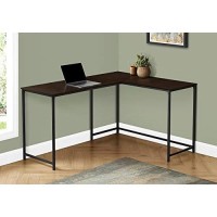 Monarch Specialties Corner Metal Base-Large Home Office Computer Desk, 58 L X 44 W, Espresso/Black