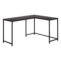 Monarch Specialties Corner Metal Base-Large Home Office Computer Desk, 58 L X 44 W, Espresso/Black