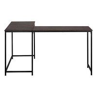 Monarch Specialties Corner Metal Base-Large Home Office Computer Desk, 58 L X 44 W, Espresso/Black