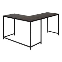 Monarch Specialties Corner Metal Base-Large Home Office Computer Desk, 58 L X 44 W, Espresso/Black