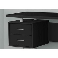 Monarch Specialties 7634 Computer Desk, Home Office, Laptop, Left, Right Set-Up, Storage Drawers, Work, Metal, Laminate, Grey, Contemporary Desk-60 L Black Silver, 60 L X 23.75 W X 30.25 H