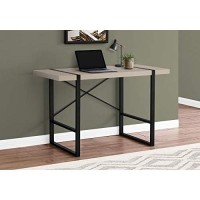 Monarch Specialties Laptop/Writing Table With Thick-Panel Desktop And Inset Metal Legs - Home Office Computer Desk, 48 L, Taupe/Black