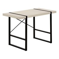 Monarch Specialties Laptop/Writing Table With Thick-Panel Desktop And Inset Metal Legs - Home Office Computer Desk, 48 L, Taupe/Black