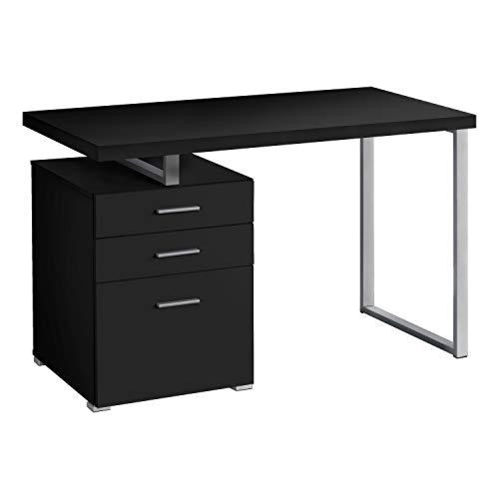 Monarch Specialties I 7649 Computer Desk, Home Office, Laptop, Left, Right Set-Up, Storage Drawers, 48 L, Work, Metal, Laminate, Black, Grey, Contemporary