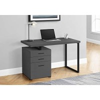 Monarch Specialties Laptop/Writing Floating Desktop-3 Storage Drawers-Left Or Right Setup-Home Office Computer Desk, 48 L, Grey/Black