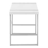 Monarch Specialties Laptop/Writing Table With Thick-Panel Desktop And Inset Metal Legs - Home Office Computer Desk, 48 L, White/Silver