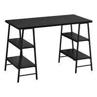 Monarch Specialties Modern Industrial Laptop Table/Writing Sawhorse Legs-4 Shelves-Home Office Computer Desk, 48 L, Black