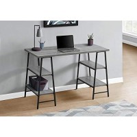 Monarch Specialties Modern Industrial Laptop Table/Writing Sawhorse Legs-4 Shelves-Home Office Computer Desk, 48 L, Grey