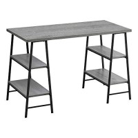 Monarch Specialties Modern Industrial Laptop Table/Writing Sawhorse Legs-4 Shelves-Home Office Computer Desk, 48 L, Grey