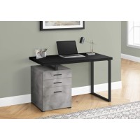 Monarch Specialties I 7647 Computer Desk, Home Office, Laptop, Left, Right Set-Up, Storage Drawers, 48 L, Work, Metal, Laminate, Grey, Black, Contemporary