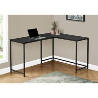 Monarch Specialties Corner Metal Base-Large Home Office Computer Desk, 58 L X 44 W, Black/Black
