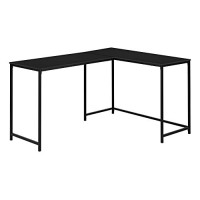 Monarch Specialties Corner Metal Base-Large Home Office Computer Desk, 58 L X 44 W, Black/Black