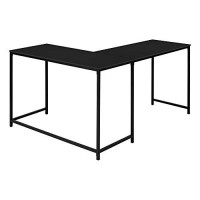 Monarch Specialties Corner Metal Base-Large Home Office Computer Desk, 58 L X 44 W, Black/Black