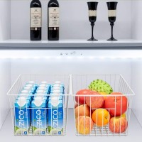 16Inch Freezer Wire Storage Organizer Baskets, Household Refrigerator Bins With Built-In Handles For Cabinet, Pantry, Closet, Bedroom